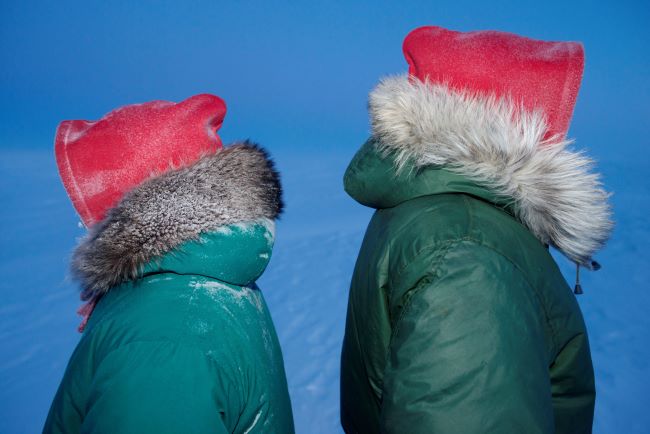 Canadian Rangers from Resolute Bay and Arctic Bay train soldiers in Arctic survival at temperatures as low as minus 60 degrees Celsius at the Crystal City training site in Resolute Bay, Nunavut. 2015–18, pigment print, image courtesy of the artist and Stephen Bulger Gallery. © Louie Palu